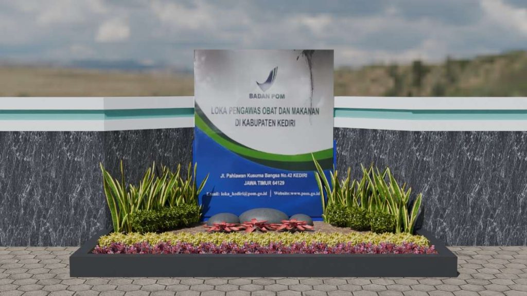 desain taman 3d depan kantor